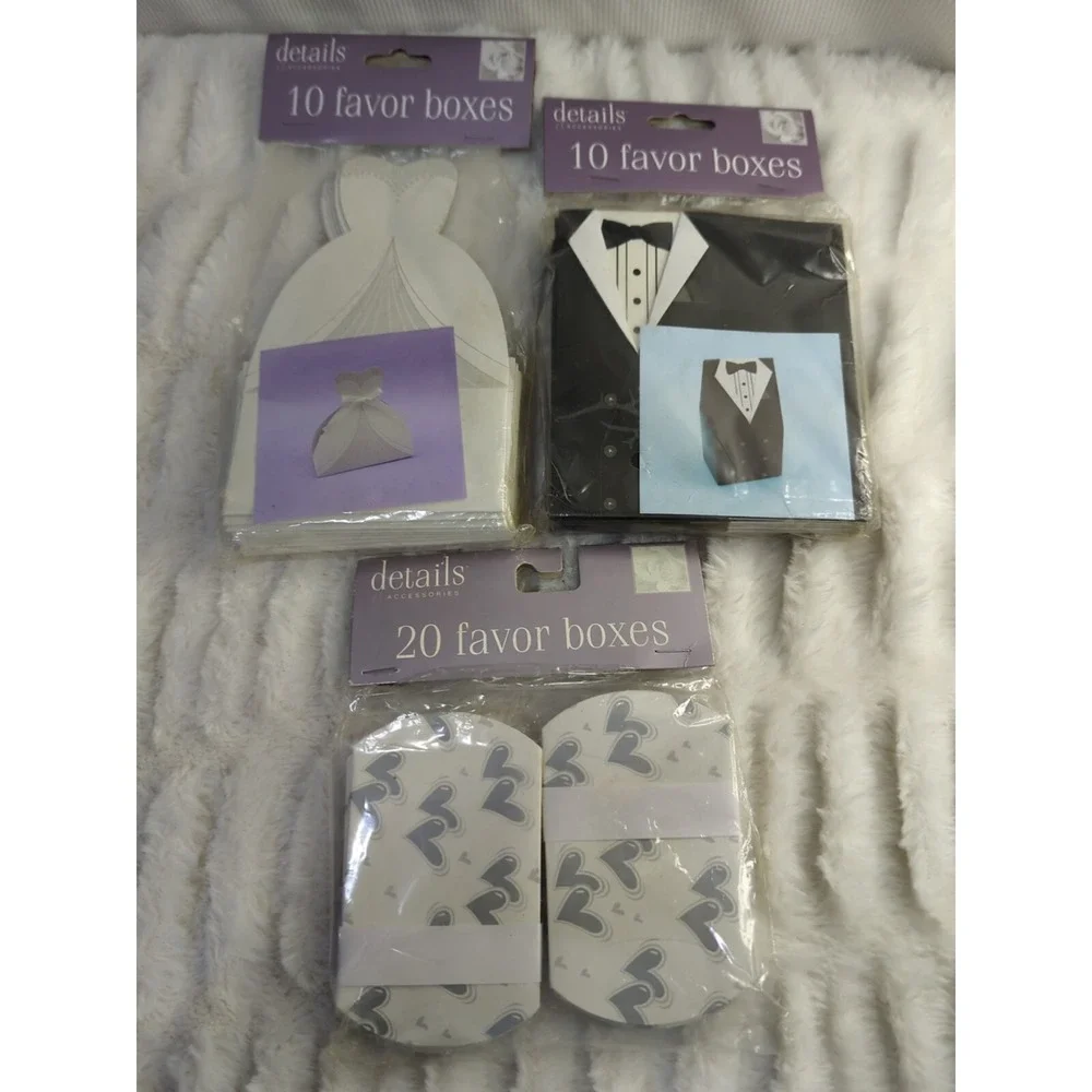 Details Wedding Favor Boxes Bridal Shower Party Favors Dress Tuxedo Hearts